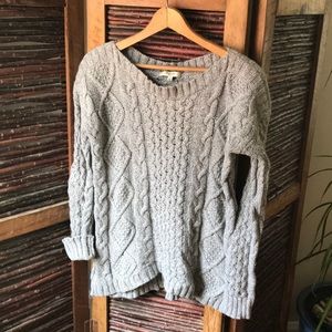 Medium weight cable knit sweater.